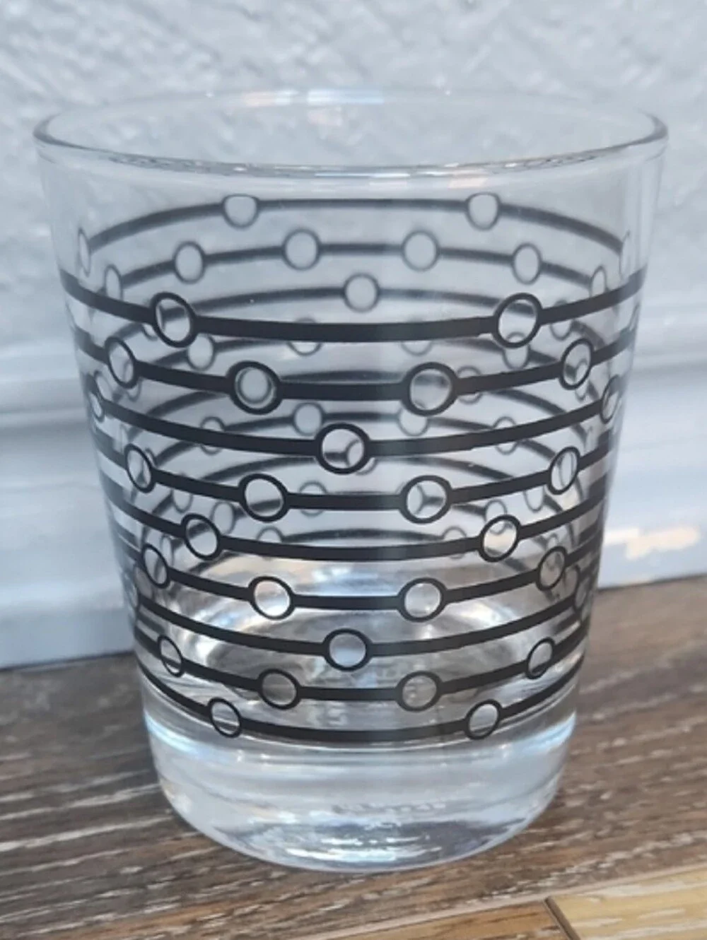 IKEA Clear Black Lines Dots Glass Juice Cup - Picture 1 of 7